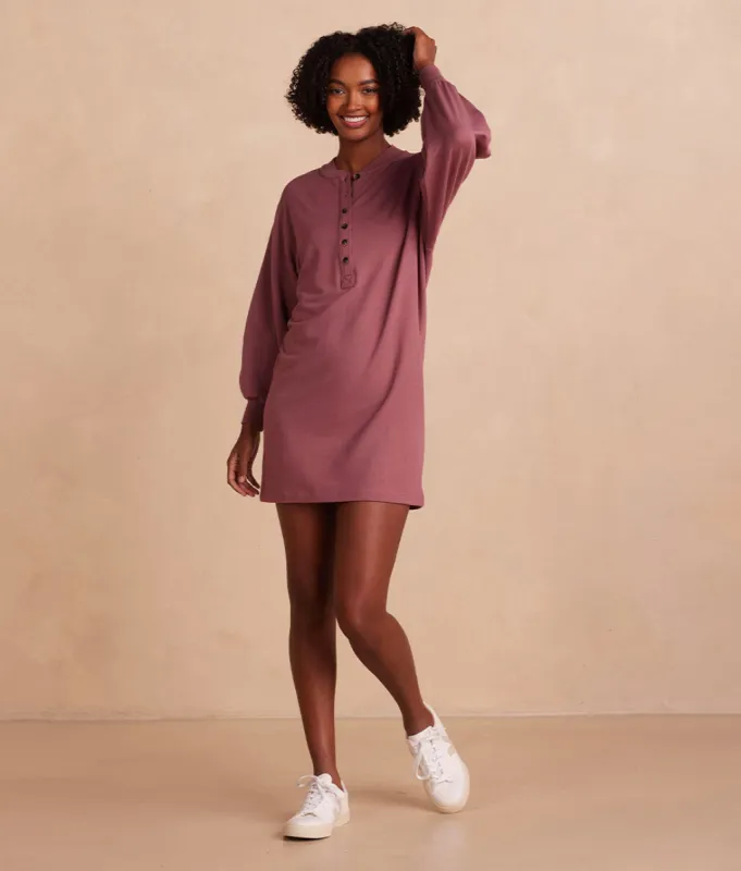 The Softest French Terry Henley Dress - Rosewood sold by Summersalt