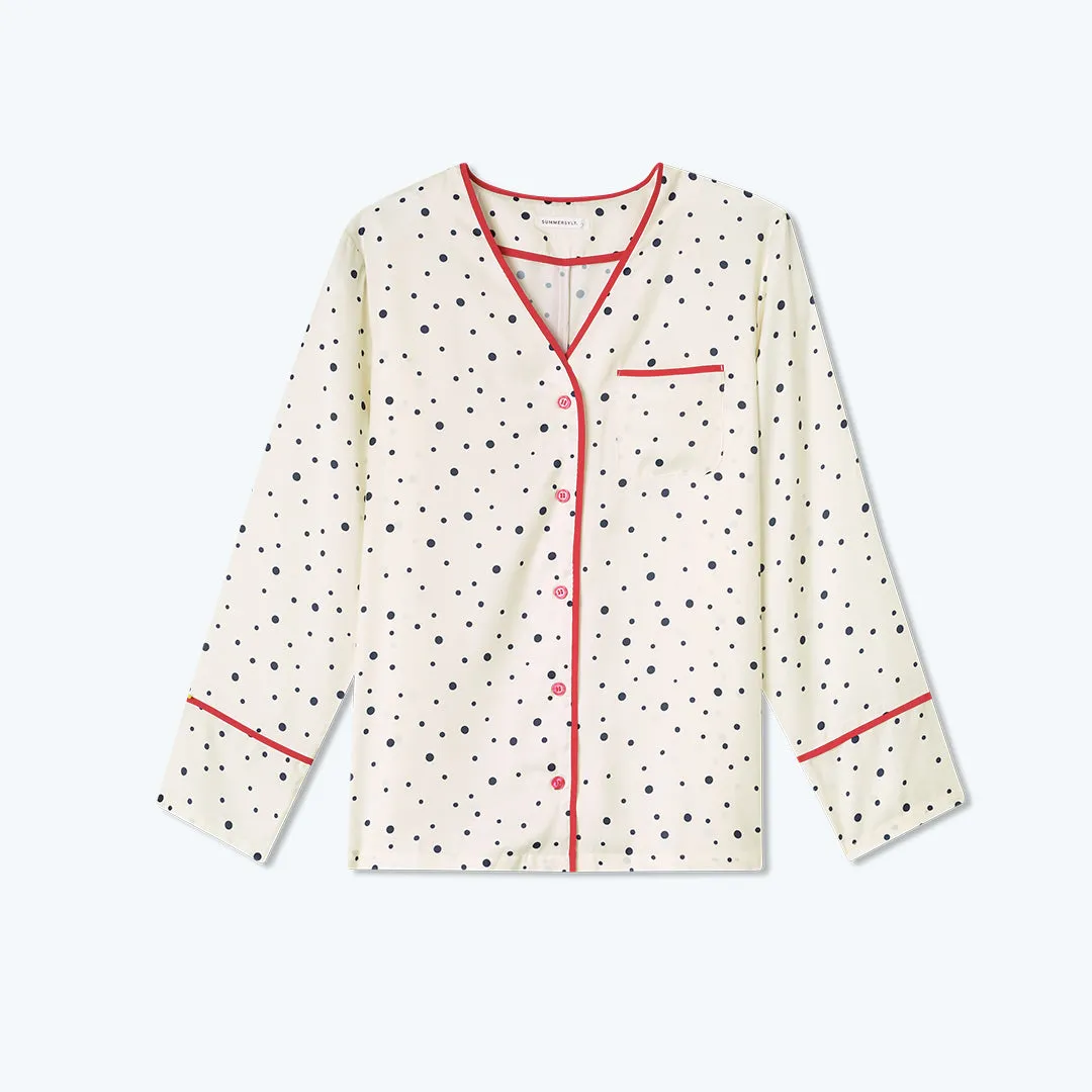 The Cloud 9 Silky Pajama Set - Celestial Dot in White Sand sold by Summersalt product image thumbnail 2