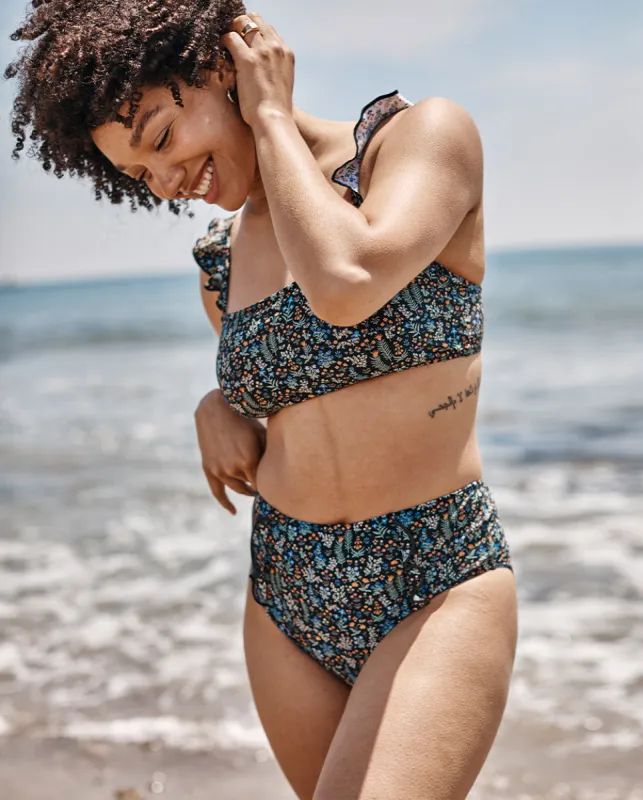 The Ruffle High Leg High Rise Bikini Bottom - Menagerie sold by Summersalt