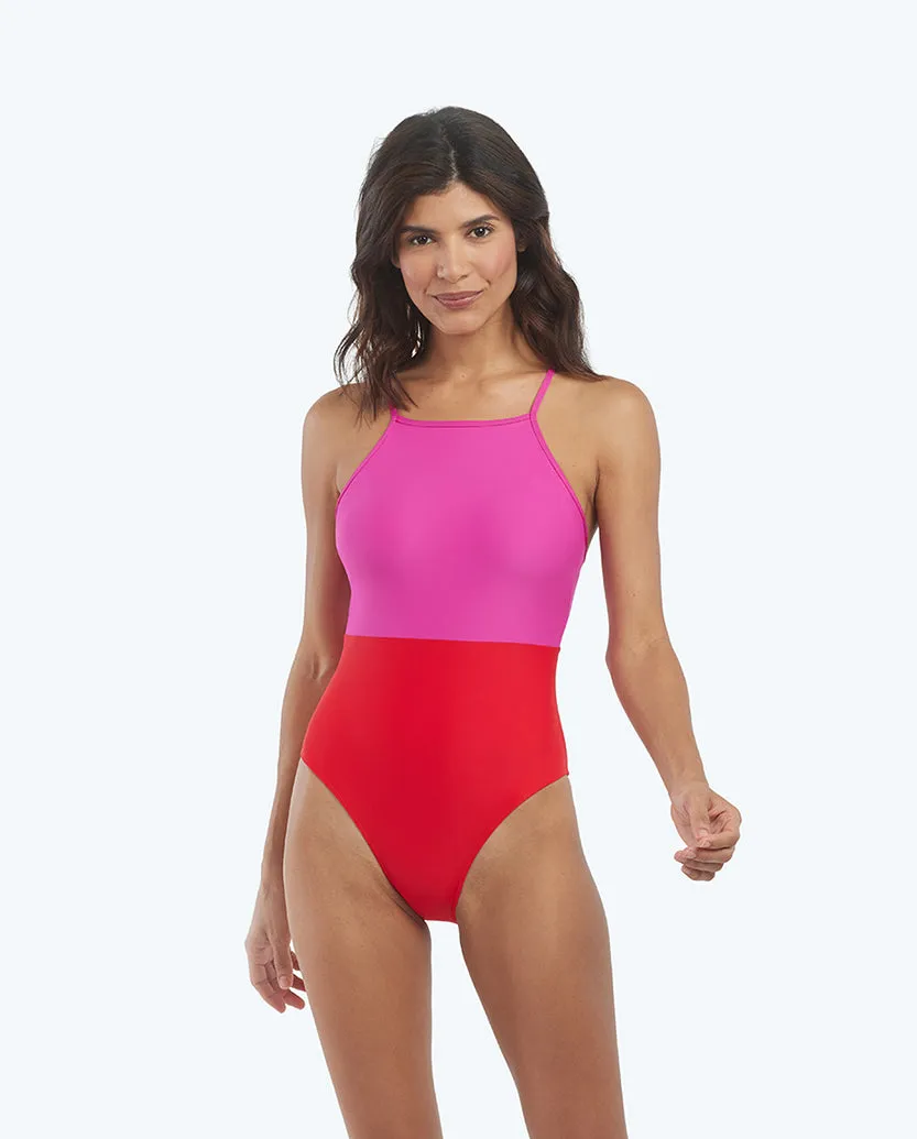 The High Neck One-Piece - Lava & Hibiscus sold by Summersalt product image thumbnail 3