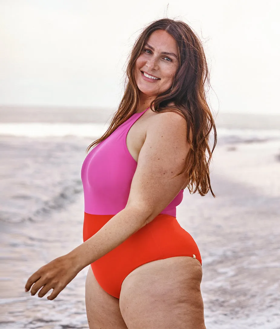 The High Neck One-Piece - Lava & Hibiscus sold by Summersalt product image thumbnail 2