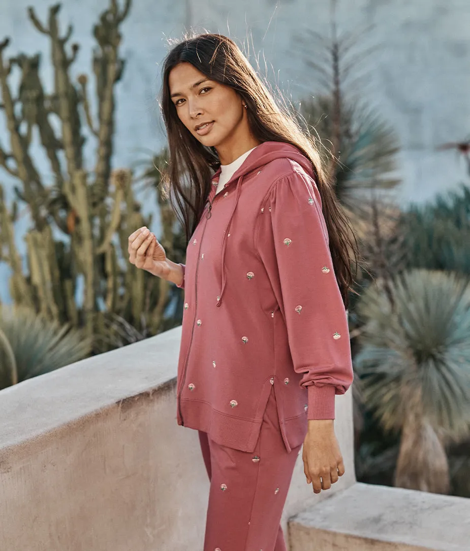 The Softest French Terry Puff-Sleeve Hoodie - Faded Rose Floral Stitch sold by Summersalt product image thumbnail 3