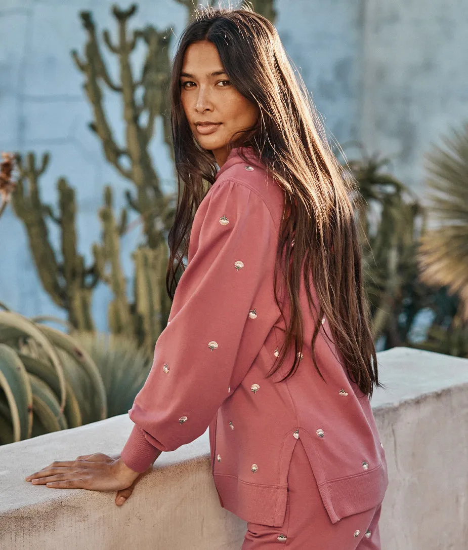 The Softest French Terry Puff-Sleeve Hoodie - Faded Rose Floral Stitch sold by Summersalt product image thumbnail 2