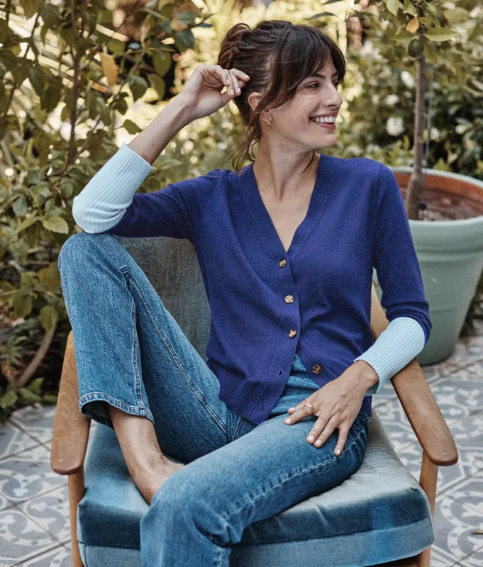 The Perfect Lightweight Cardigan - Deep Sea & Sky sold by Summersalt