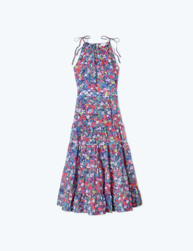 The High Neck Tiered Maxi Dress - Painted Meadows sold by Summersalt