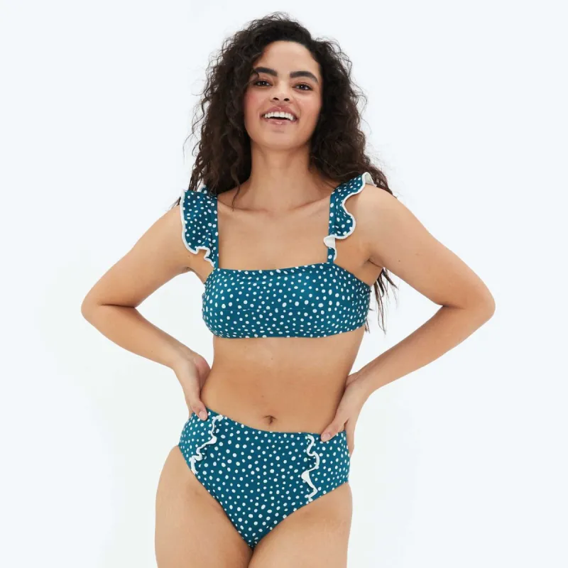The Ruffle Oasis in Seaweed Bikini Bundle sold by Summersalt
