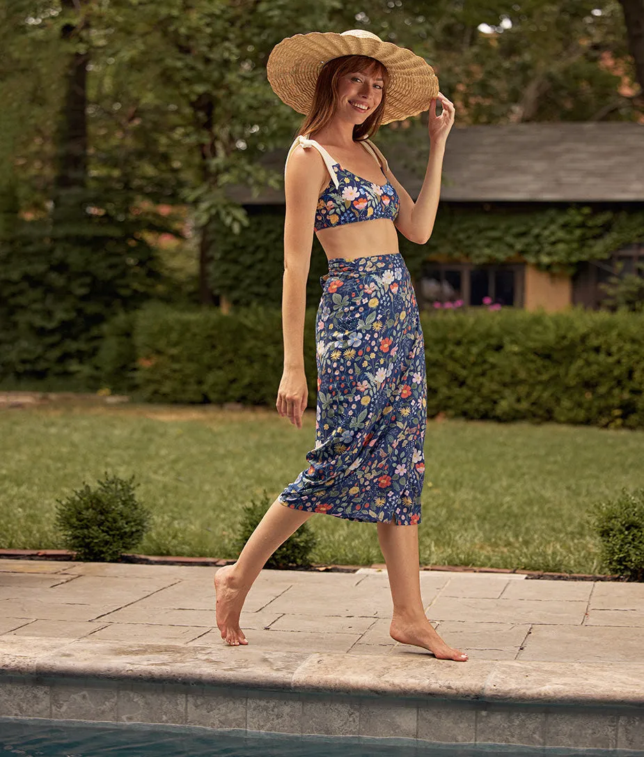 The Easy Breezy Voile Sarong - Strawberry Fields in Deep Sea sold by Summersalt product image thumbnail 2