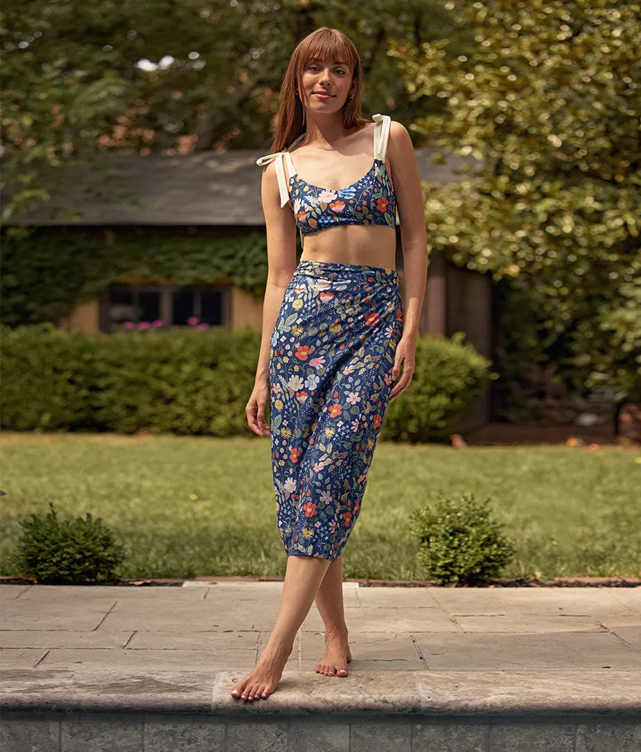 The Easy Breezy Voile Sarong - Strawberry Fields in Deep Sea sold by Summersalt