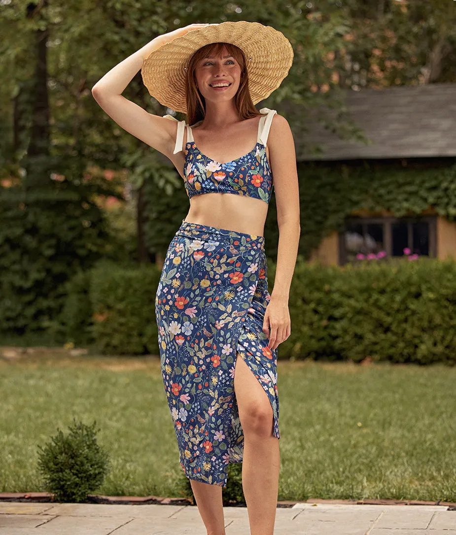 The Easy Breezy Voile Sarong - Strawberry Fields in Deep Sea sold by Summersalt product image thumbnail 3