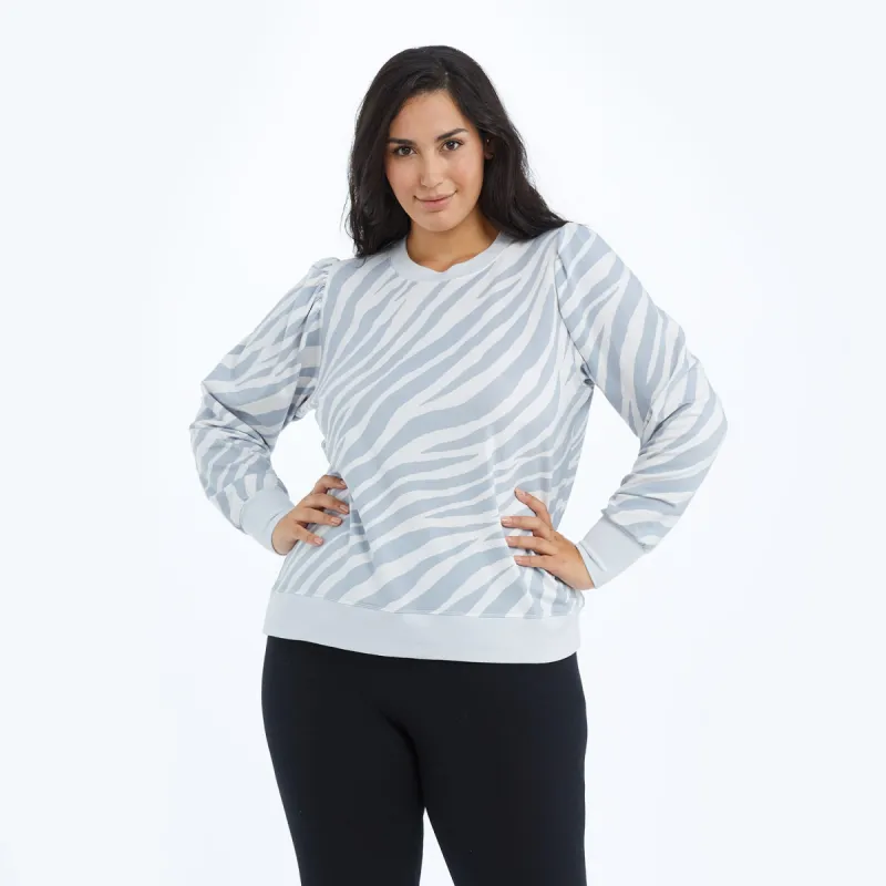 The Softest French Terry Puff Sleeve Pullover - Zebra sold by Summersalt