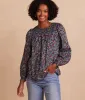 The Perfect Smocked Cotton Top - Outbloom in Midnight sold by Summersalt