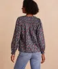 The Perfect Smocked Cotton Top - Outbloom in Midnight sold by Summersalt