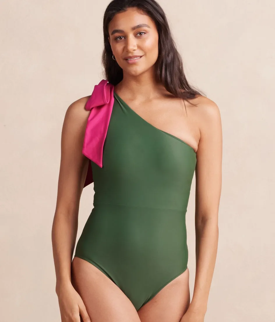 The Long Torso Bow-Shoulder Ruched Sidestroke - Olive & Spritz sold by Summersalt product image thumbnail 2