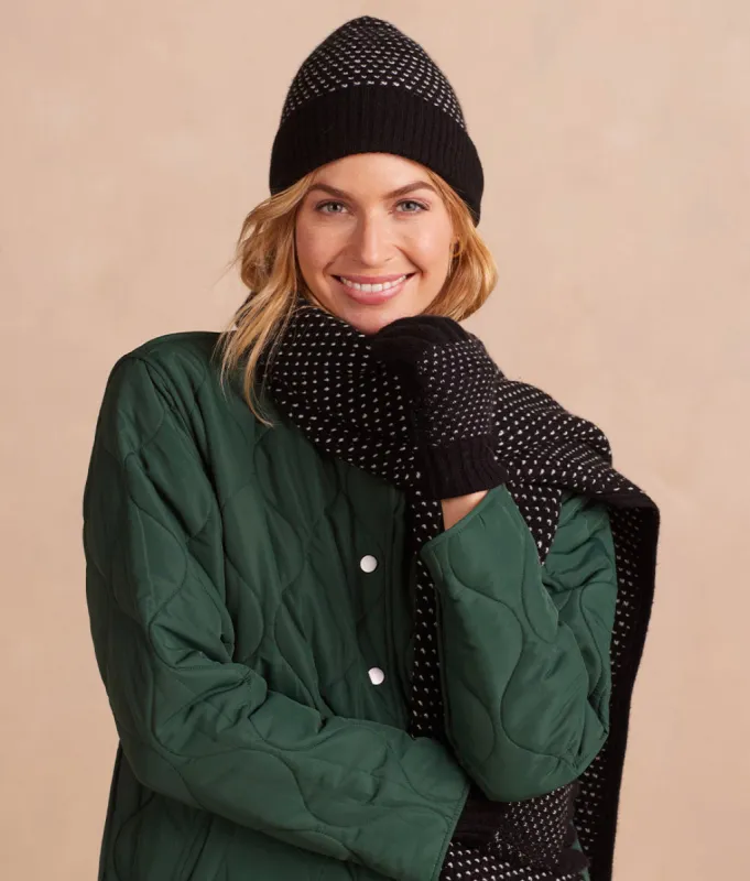 The Luxe Cashmere Blend Mix Stitch Hat - Sea Urchin & White Sand sold by Summersalt
