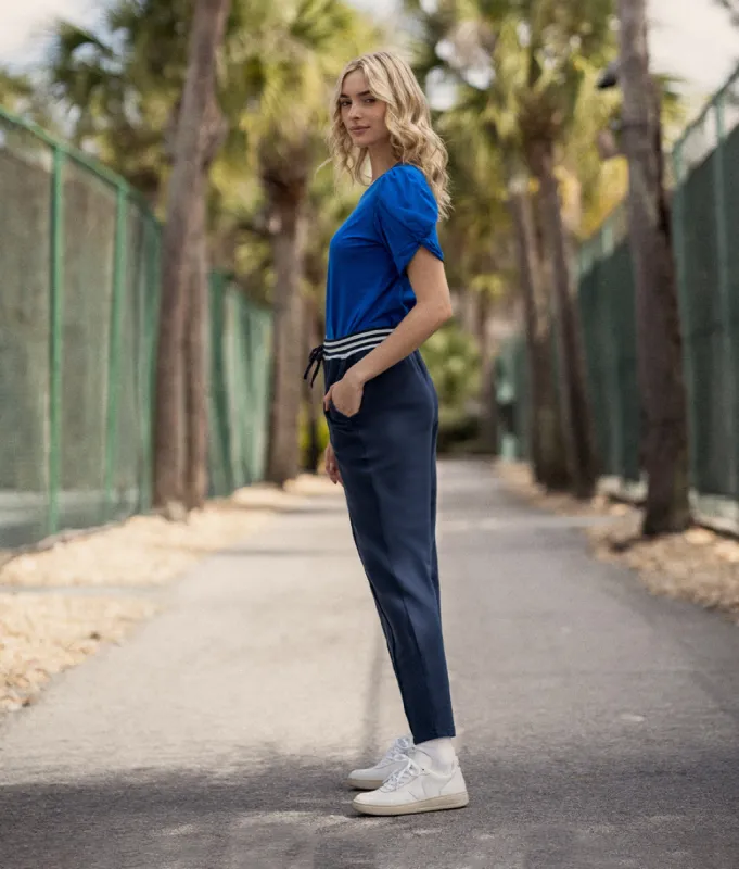 The Softest French Terry Pintuck Pant - Midnight sold by Summersalt