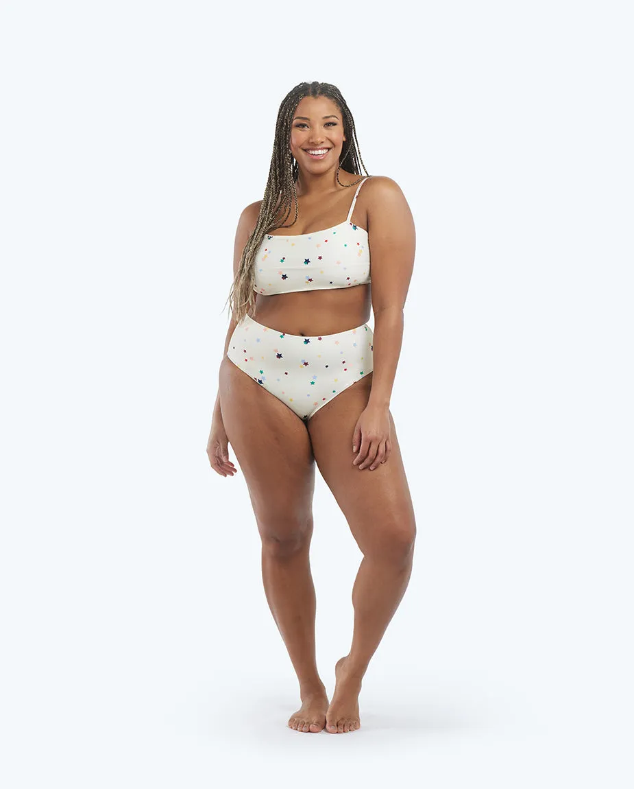 The High Leg High Rise Bottom - Small Scatter Stars in White Sand sold by Summersalt product image thumbnail 3
