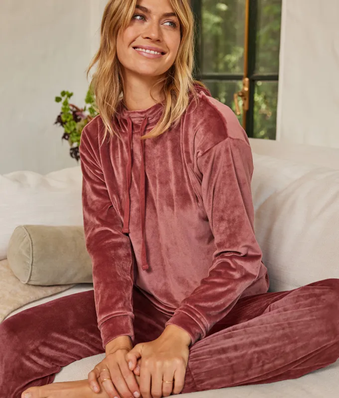 The Plush Velour Hoodie - Rosewood made by Summersalt