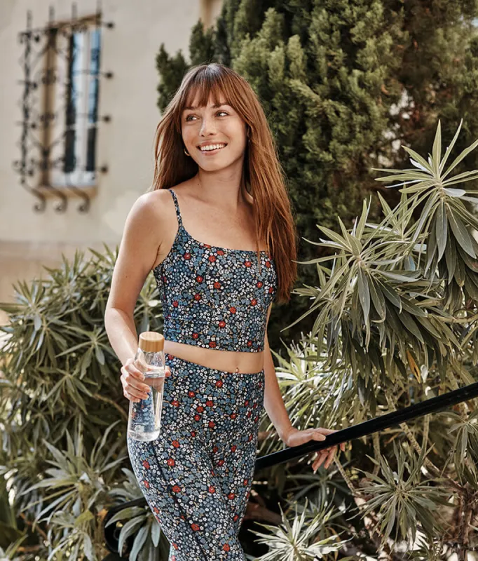 The Midi Sports Bra Tank Top - Outbloom in Midnight made by Summersalt