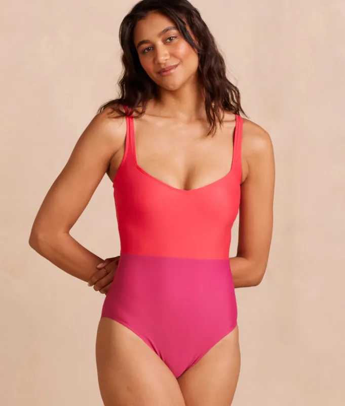 The Seascape Sweetheart One Piece - Summer Berry & Spritz sold by Summersalt