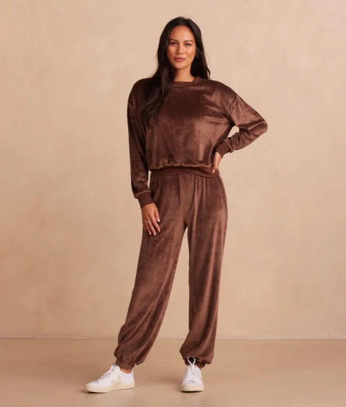 The Plush Velour Jogger - Chocolate sold by Summersalt