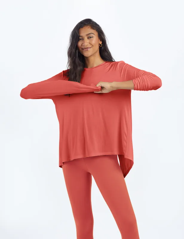The Convertible Split Back Long Sleeve - Terracotta sold by Summersalt
