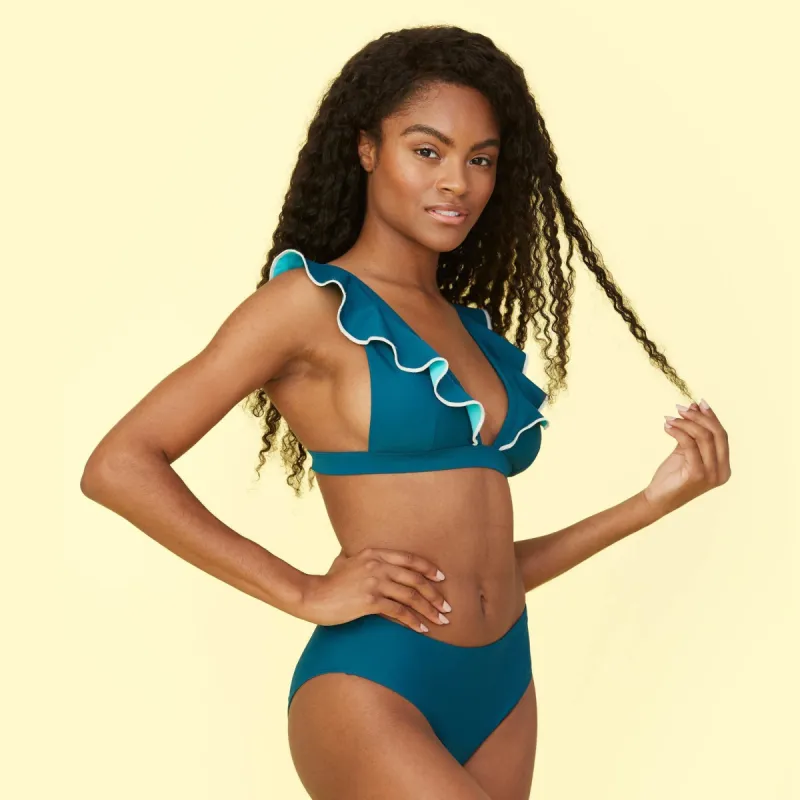 The Seaweed Ruffle Plunge Bikini Bundle sold by Summersalt