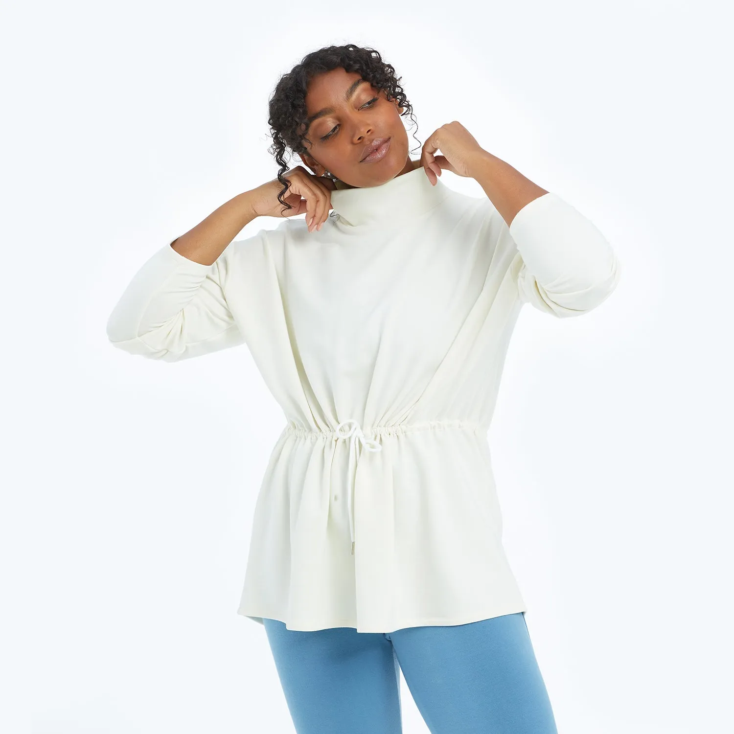 The Softest French Terry Cinched Waist Pullover - White Sand sold by Summersalt product image thumbnail 3
