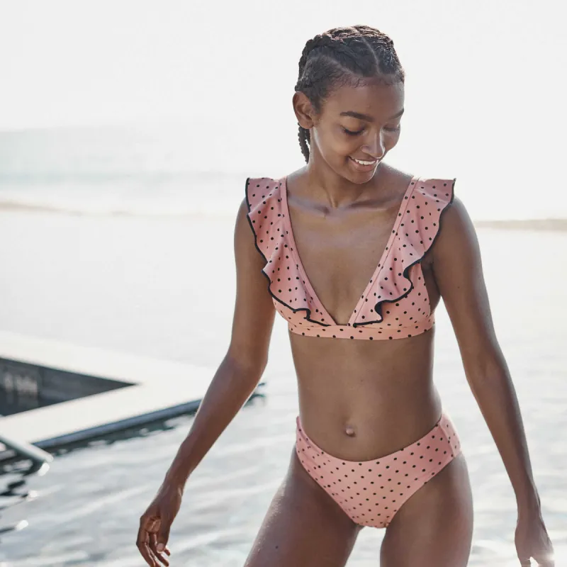 The Ruffle Plunge Bikini Top - On Pointe sold by Summersalt