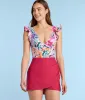 The Ruched Swim Skirt - Strawberry sold by Summersalt