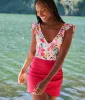 The Ruched Swim Skirt - Strawberry sold by Summersalt