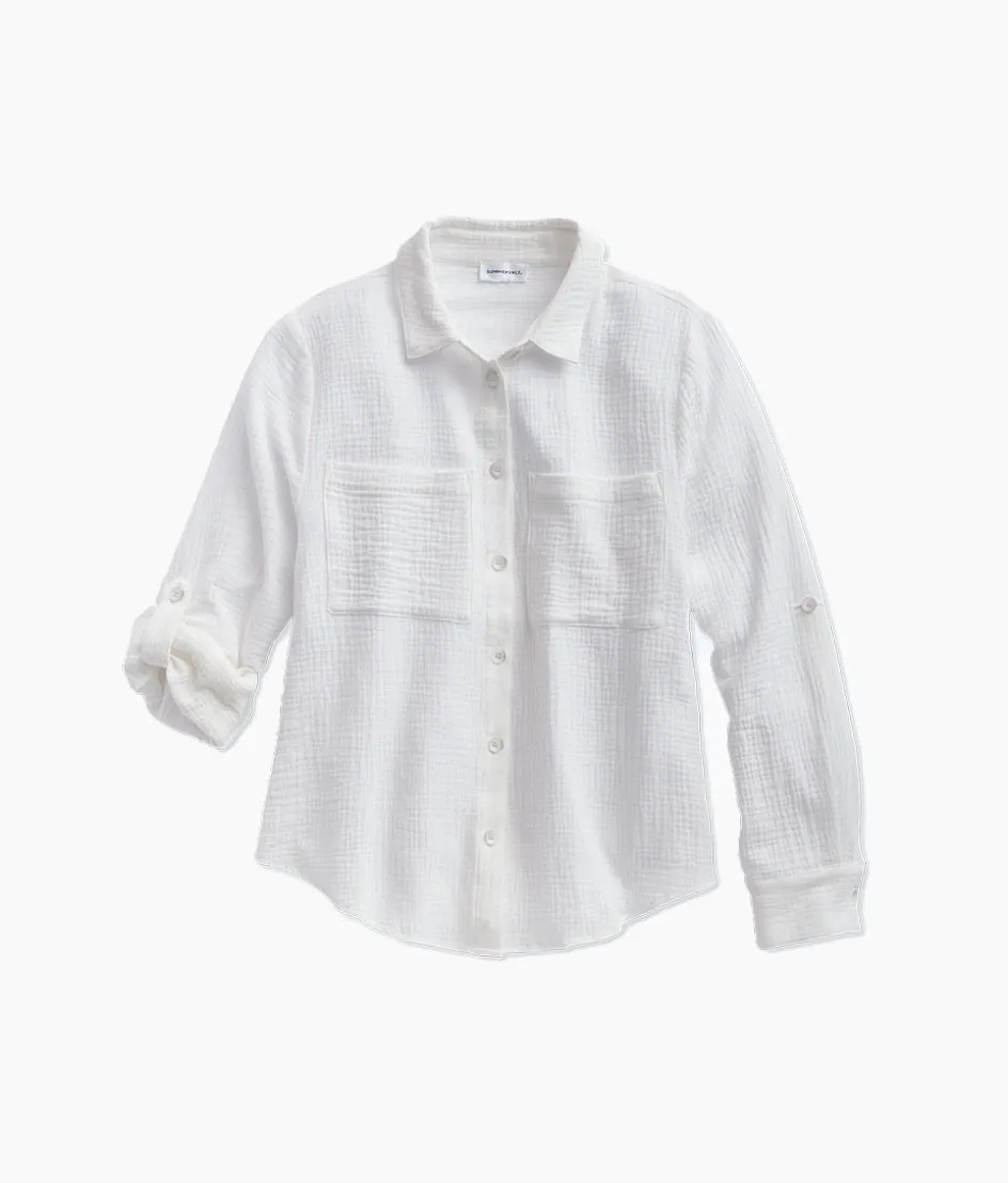 The Going Places Gauze Button-Down Camp Shirt - White Sand sold by Summersalt product image thumbnail 2