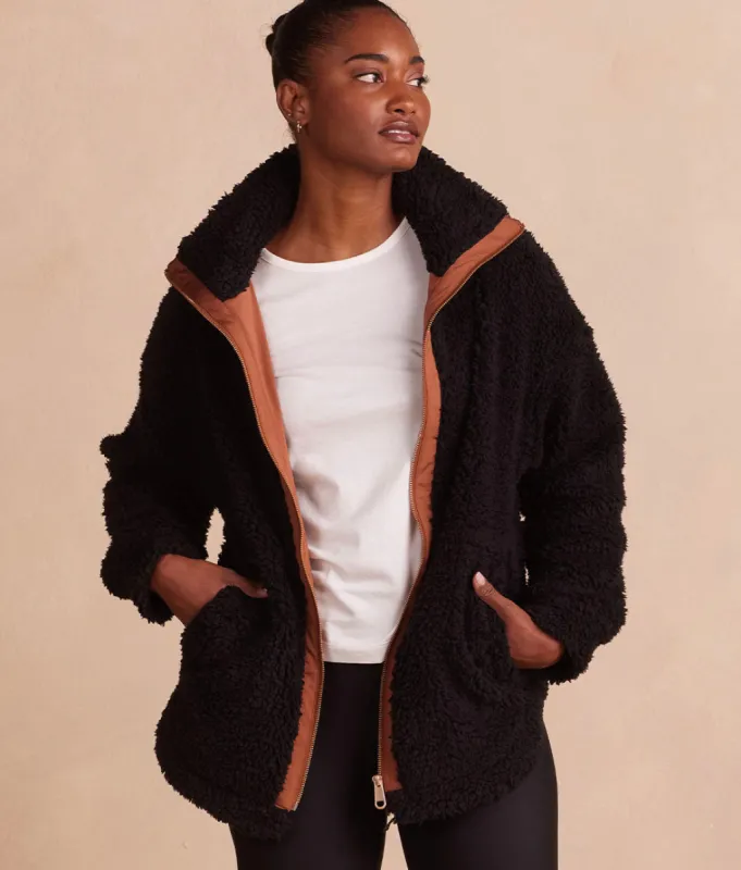 The High Pile Full-Zip Sherpa Jacket - Sea Urchin & Praline sold by Summersalt
