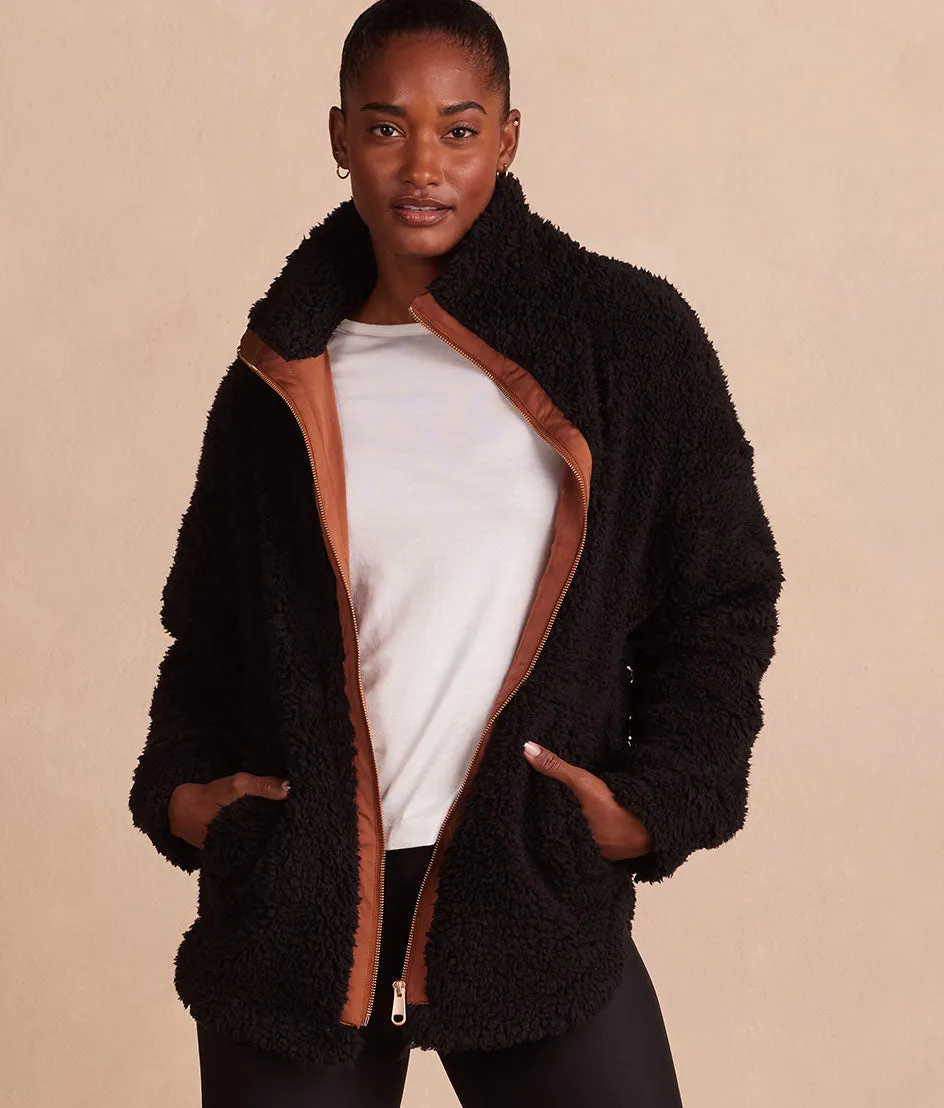 The High Pile Full-Zip Sherpa Jacket - Sea Urchin & Praline sold by Summersalt product image thumbnail 2