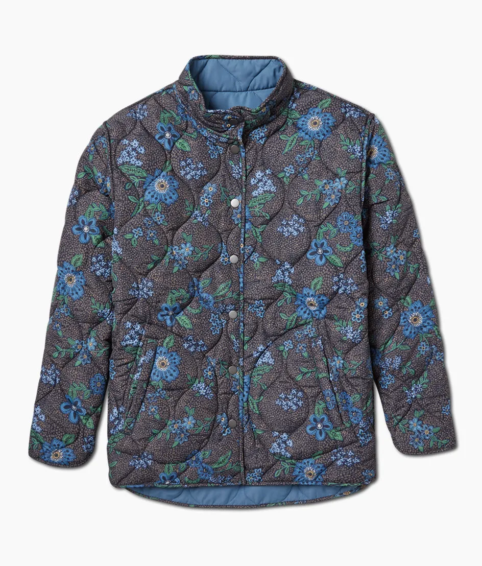 The Reversible Eco Quilted Lightweight Jacket - Admiral & Rustic Floral in Midnight sold by Summersalt product image thumbnail 5