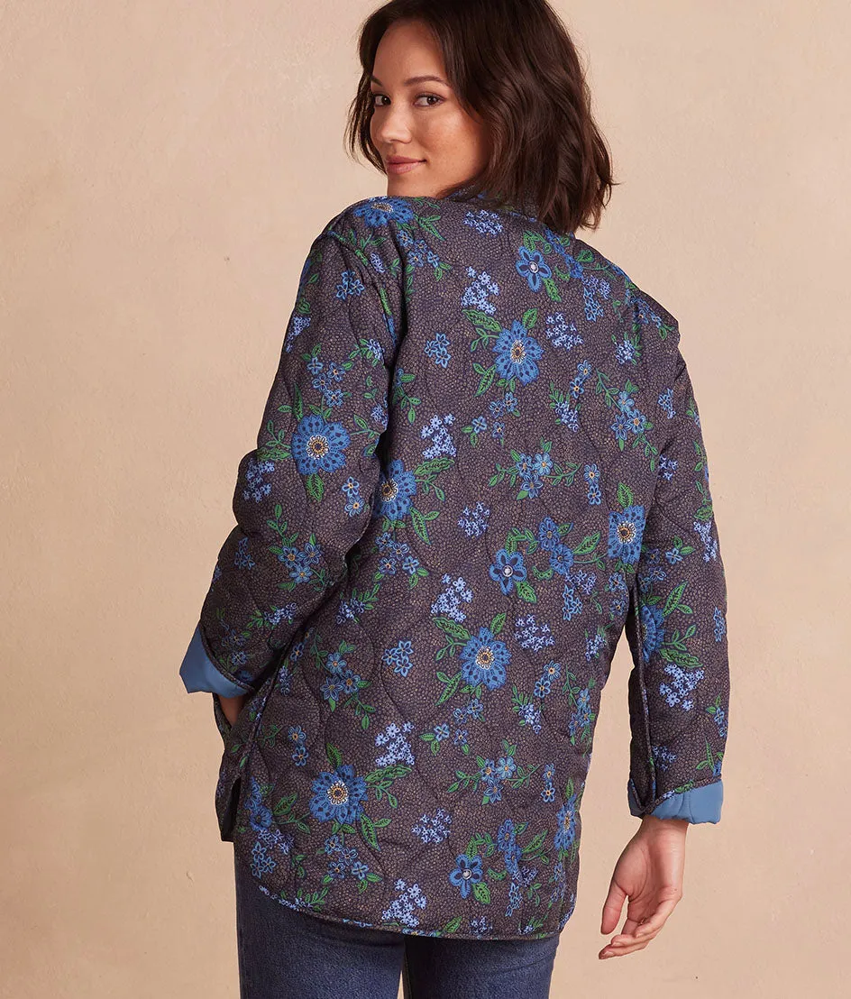 The Reversible Eco Quilted Lightweight Jacket - Admiral & Rustic Floral in Midnight sold by Summersalt product image thumbnail 4