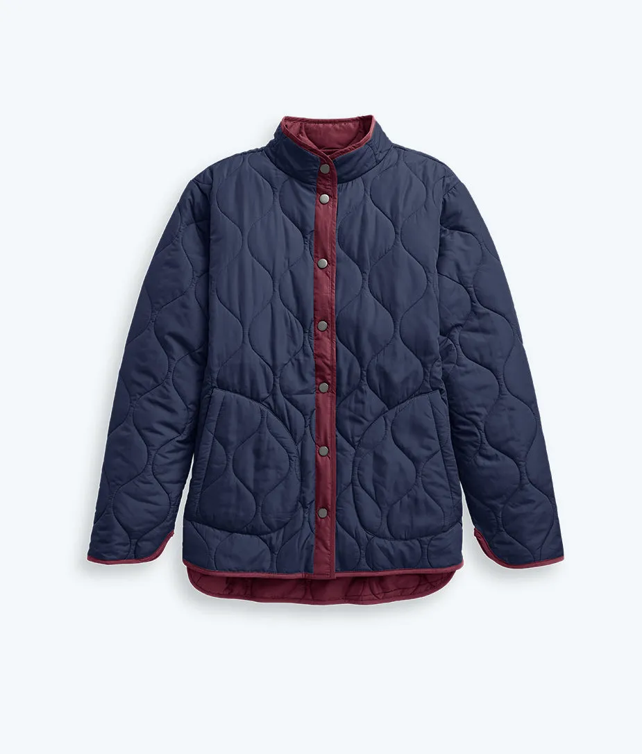The Reversible Eco Quilted Lightweight Jacket - Midnight & Black Cherry sold by Summersalt product image thumbnail 5
