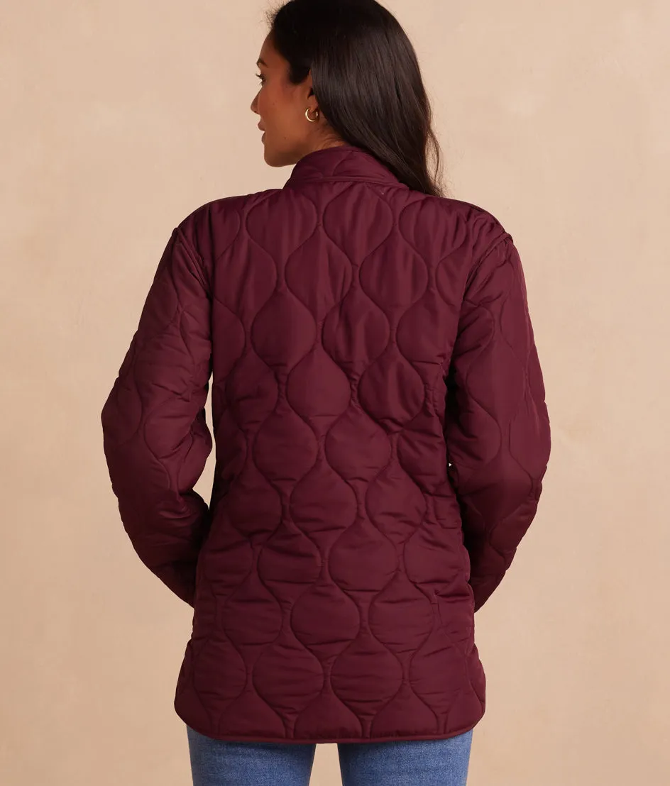 The Reversible Eco Quilted Lightweight Jacket - Midnight & Black Cherry sold by Summersalt product image thumbnail 3