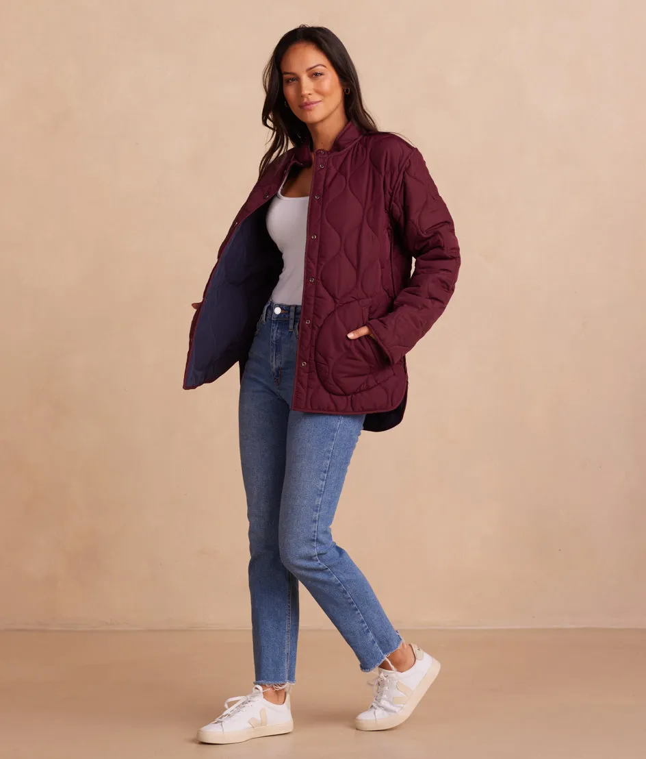 The Reversible Eco Quilted Lightweight Jacket - Midnight & Black Cherry sold by Summersalt product image thumbnail 2