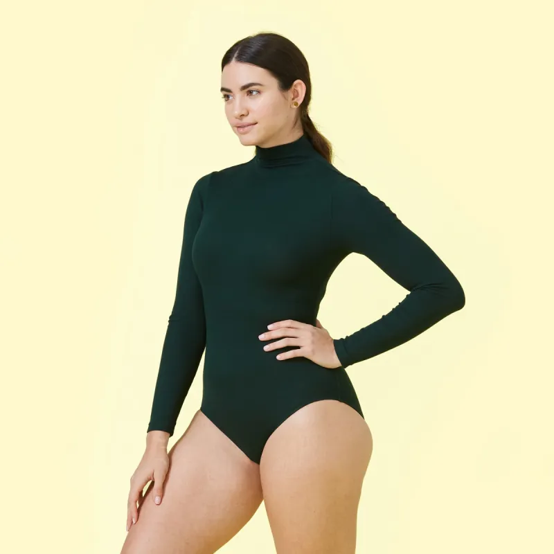 The Long Sleeve Day to Night Bodysuit - Moss sold by Summersalt