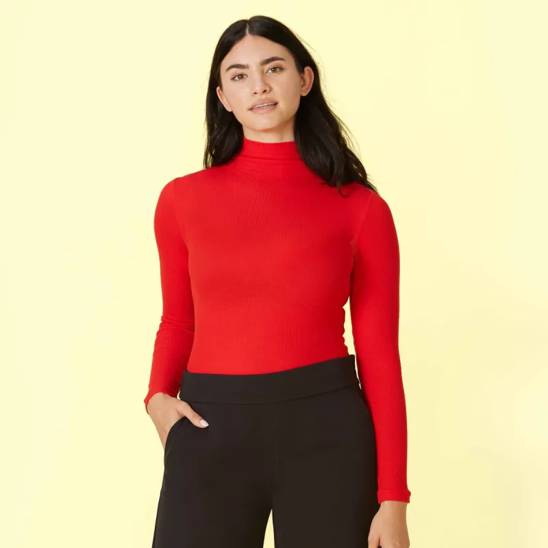 The Day to Night Long Sleeve Bodysuit - Lava sold by Summersalt