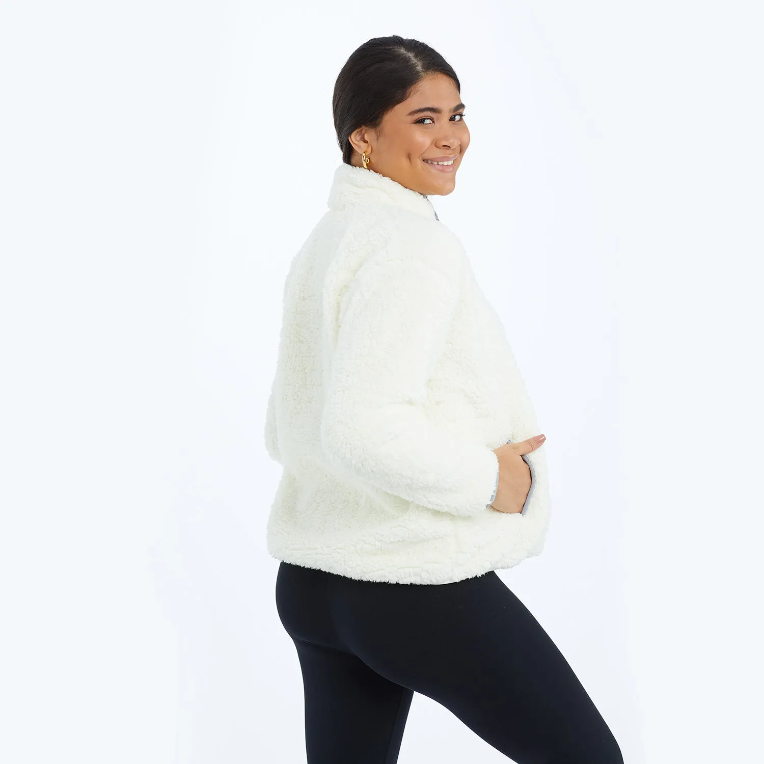 The Cozy High Pile Eco Fleece Half-Zip - White Sand & Wolf sold by Summersalt product image thumbnail 4