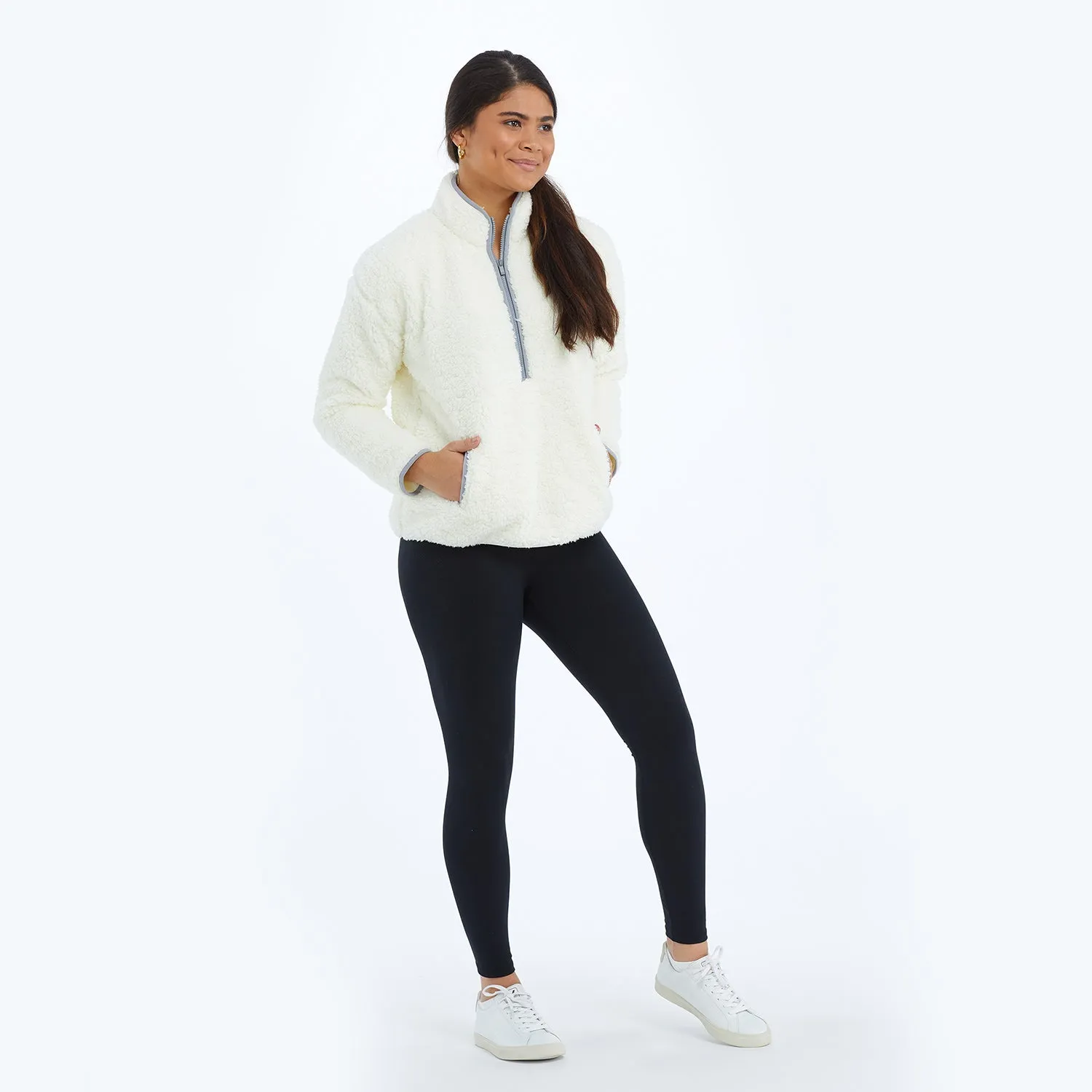 The Cozy High Pile Eco Fleece Half-Zip - White Sand & Wolf sold by Summersalt product image thumbnail 3
