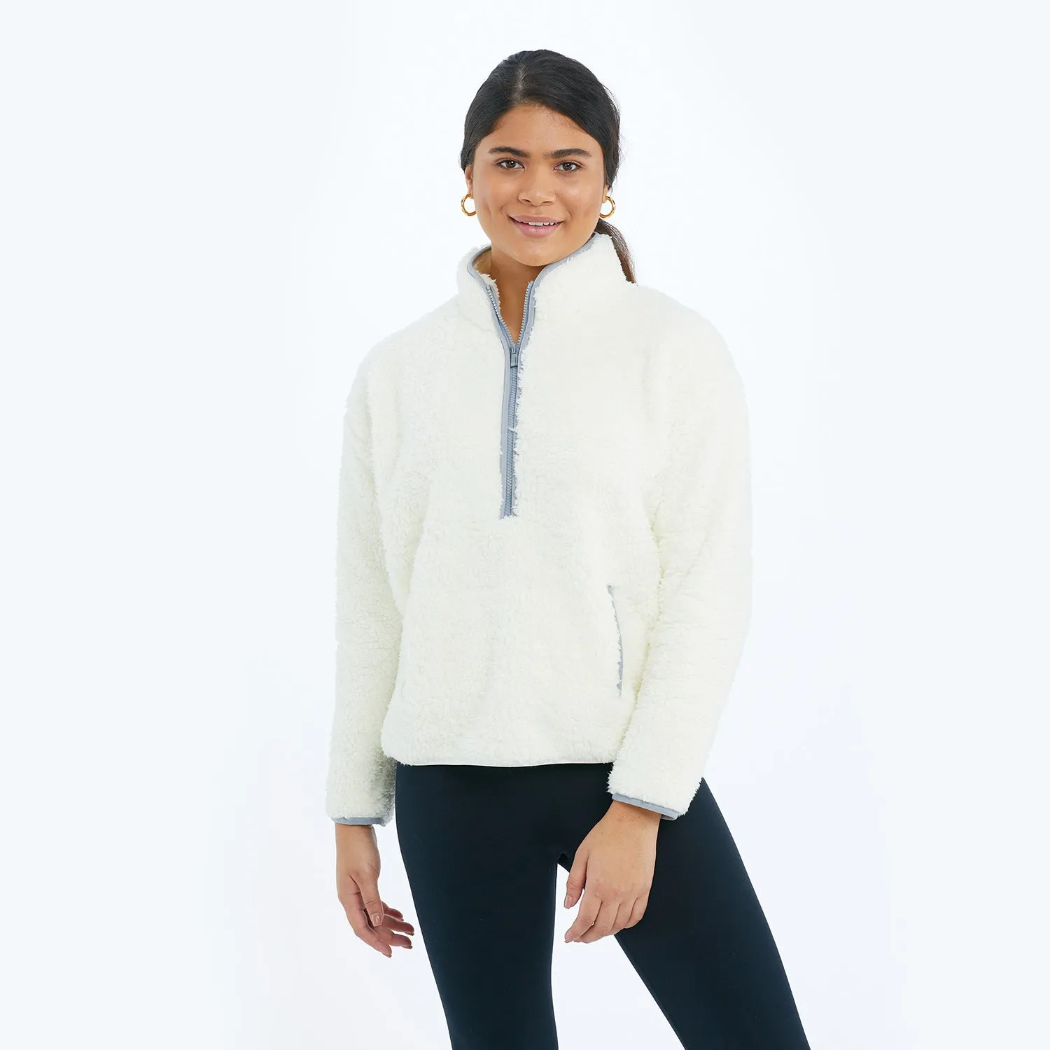 The Cozy High Pile Eco Fleece Half-Zip - White Sand & Wolf sold by Summersalt product image thumbnail 2