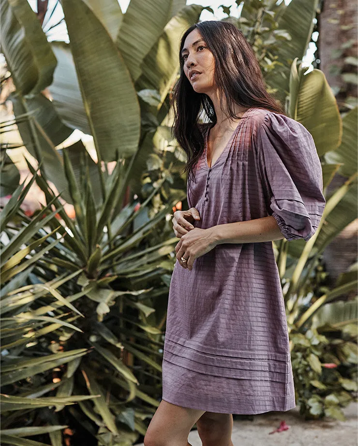 The Cotton Pintuck Dress - Plum sold by Summersalt