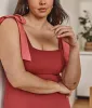 The Softest Ribbed Tie-Shoulder Maxi Dress - Lychee & Pomegranate sold by Summersalt