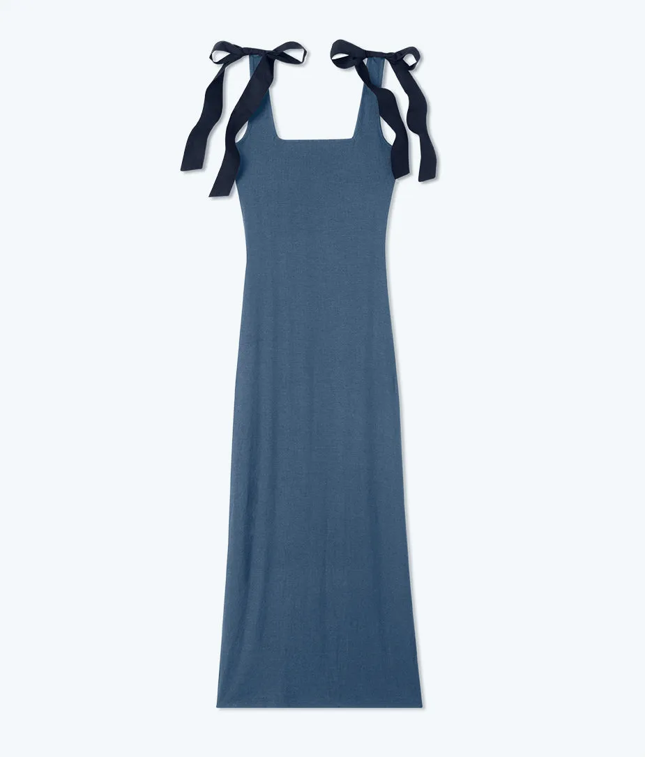 The Softest Ribbed Tie-Shoulder Maxi Dress - Blue Mountain & Midnight sold by Summersalt product image thumbnail 5