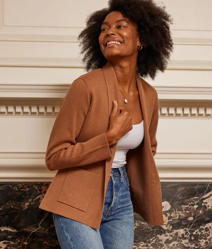 The Ribbed Sweater Blazer - Fawn sold by Summersalt