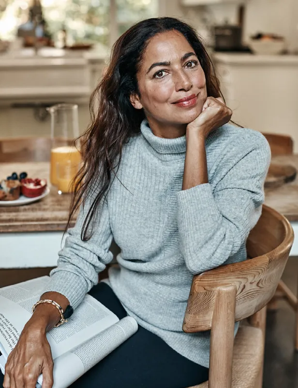 The Luxe Cashmere Blend Funnel Neck Sweater - Wolf sold by Summersalt