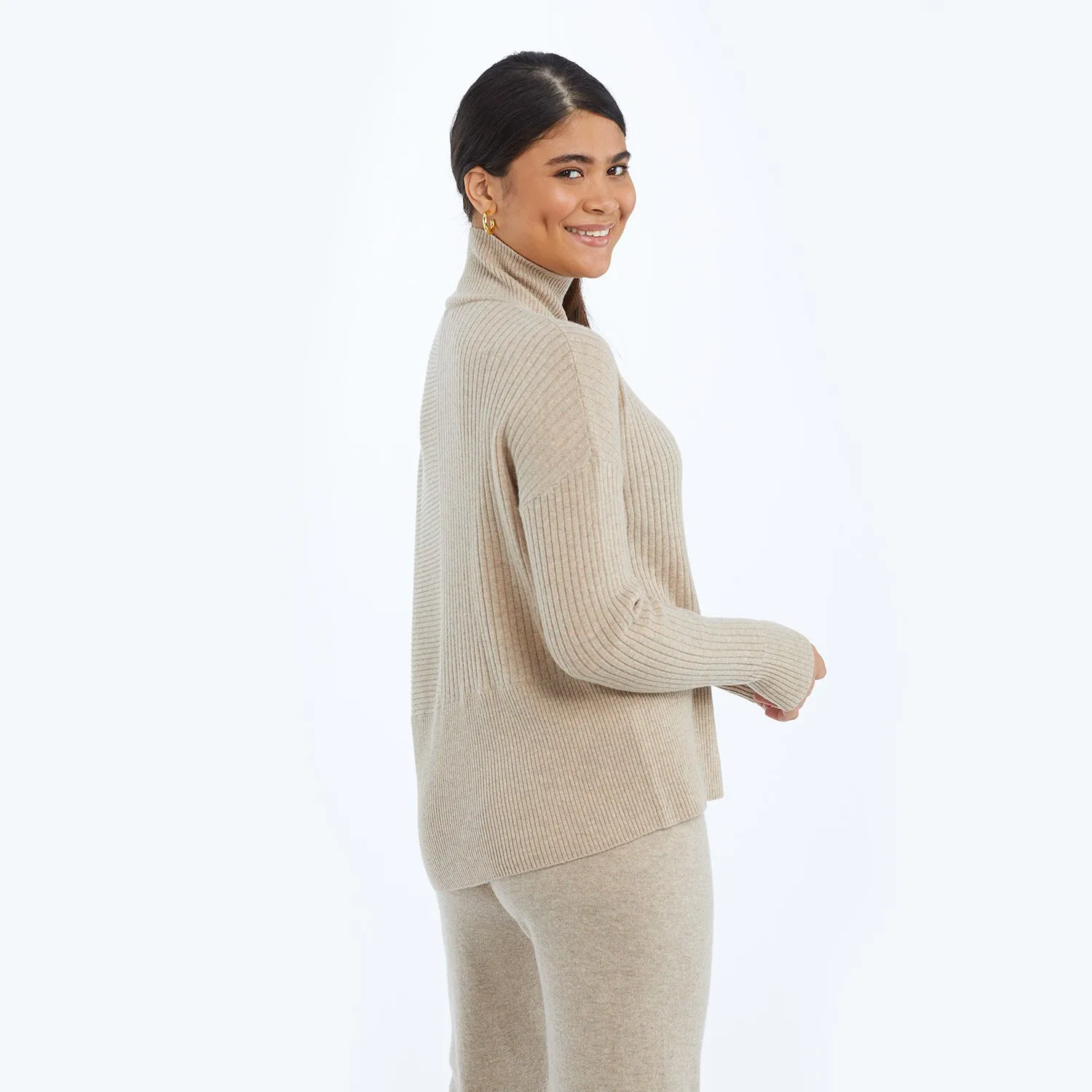 The Luxe Cashmere Blend Funnel Neck Sweater - Toffee sold by Summersalt product image thumbnail 5