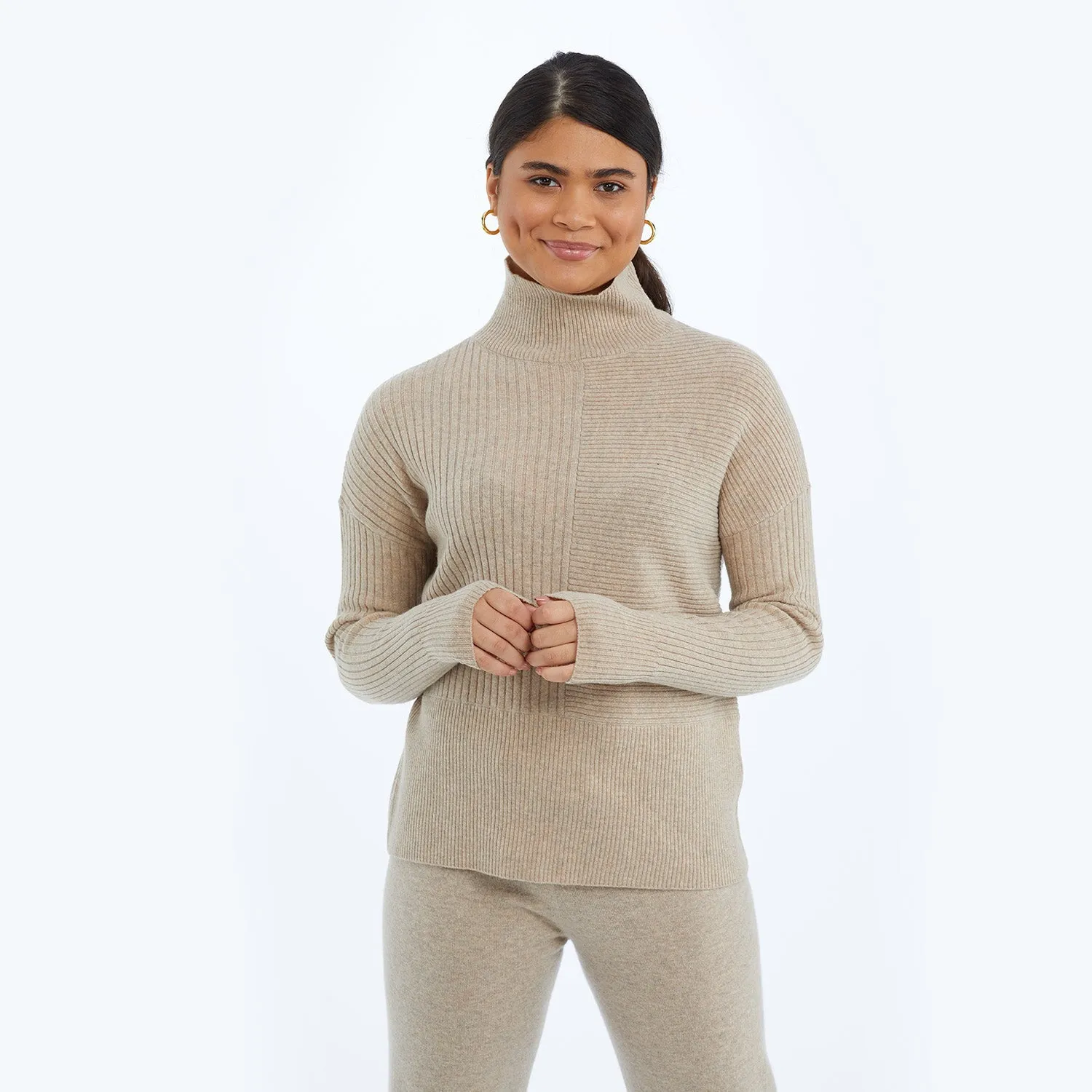The Luxe Cashmere Blend Funnel Neck Sweater - Toffee sold by Summersalt product image thumbnail 3